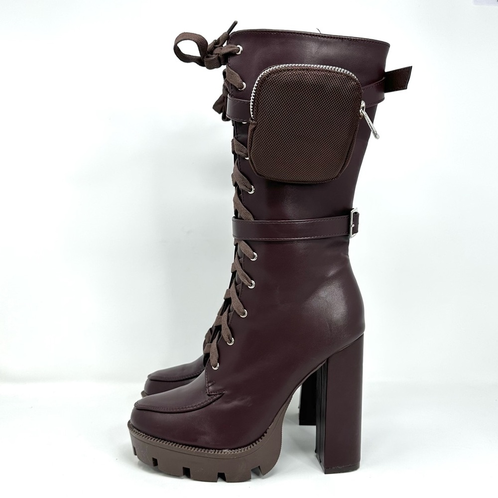 Fashion Nova I Don't Care Chocolate Heeled Booties - Picture 6 of 15